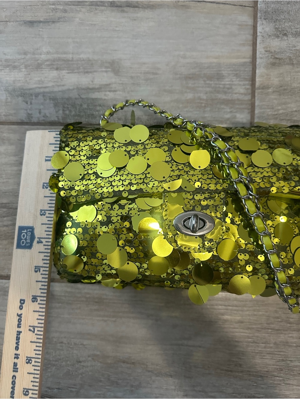 SHEIN Lime Green Sequin Chain Shoulder Bag - Picture 3 of 8
